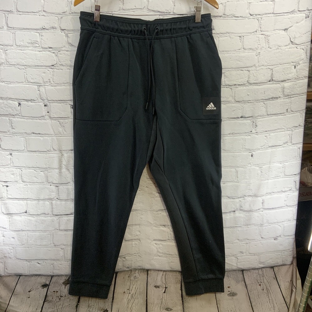 Adidas Athletic Pants Sz L Black Drawstring Waist Jogger‎